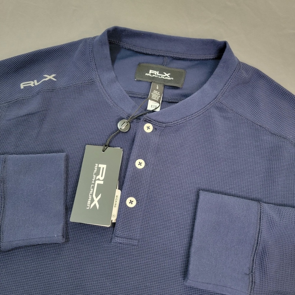 RLX Ralph Lauren Mens Size L Navy Blue Golf Wicking Performance NWT